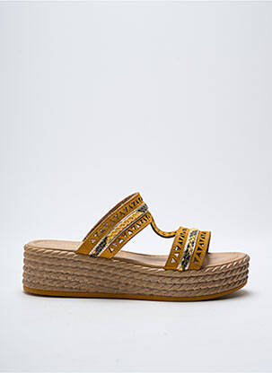 Mules/sabots tissage satiné talon de 4 à 6cm jaune MARCO TOZZI femme