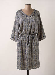 Robe mi-longue coupe fluide manches 3/4 bleu SIGNATURE femme