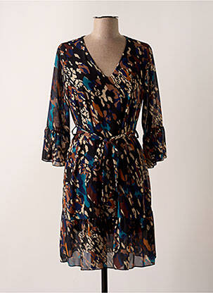 Robe mi-longue coupe fluide manches 3/4 noir VICTORIA femme