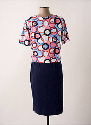 Robe mi-longue manches courtes manches courtes bleu BRANDTEX femme