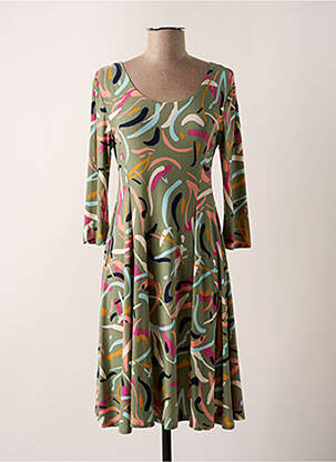 Robe mi-longue manches 3/4 manches 3/4 vert REVD'ELLE femme
