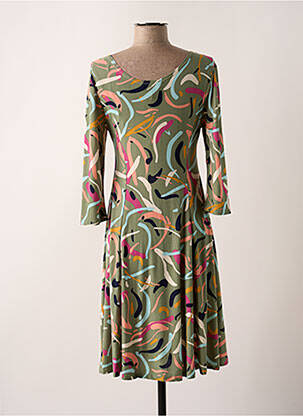 Robe mi-longue manches 3/4 manches 3/4 vert REVD'ELLE femme
