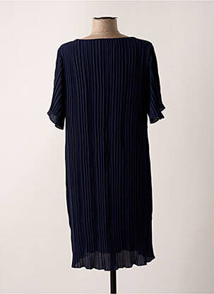 Robe mi-longue coupe fluide manches courtes bleu VICTORIA femme