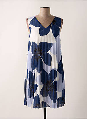 Robe mi-longue imprimé fleurs sans manche bleu VICTORIA femme