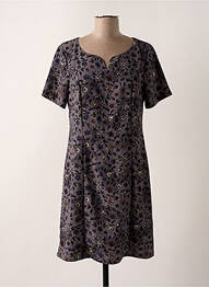 Robe courte fermeture zippée au dos manches courtes gris SIGNE NATURE femme