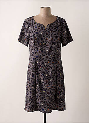 Robe courte fermeture zippée au dos manches courtes gris SIGNE NATURE femme