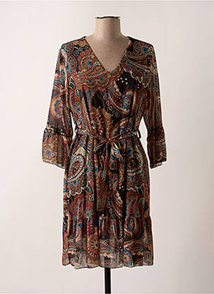 Robe mi-longue marron VICTORIA pour femme