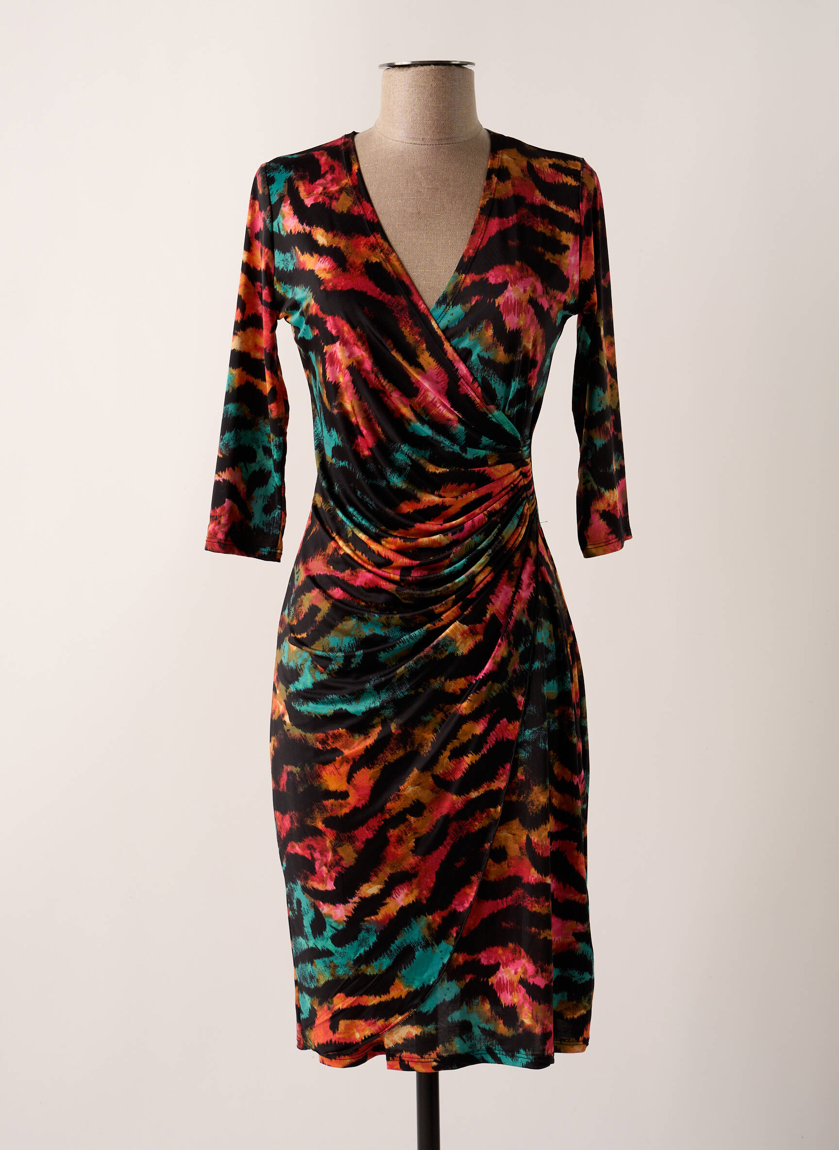 Robe mi-longue manches 3/4 manches 3/4 noir REVD'ELLE femme