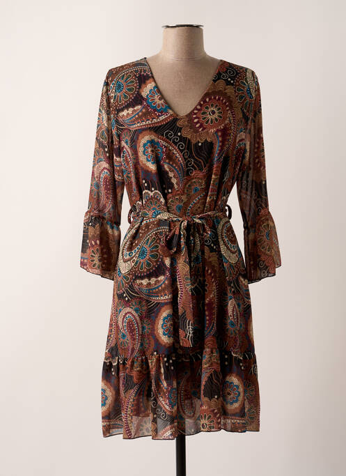 Robe mi-longue marron VICTORIA pour femme