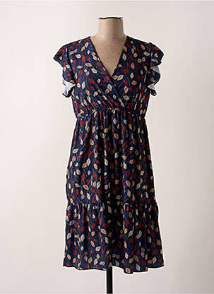 Robe courte manches courtes manches courtes bleu VICTORIA femme