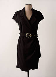 Robe mi-longue tissage crêpe manches courtes noir LADY LOL femme