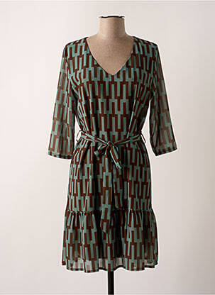 Robe courte manches 3/4 manches 3/4 vert VICTORIA femme