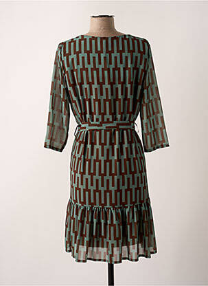 Robe courte manches 3/4 manches 3/4 vert VICTORIA femme