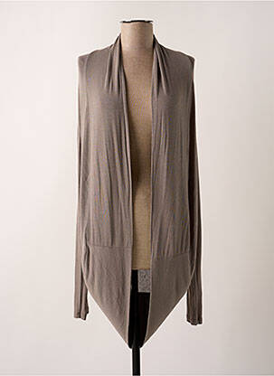 Gilet manches longues col châle gris ZENO BIE femme