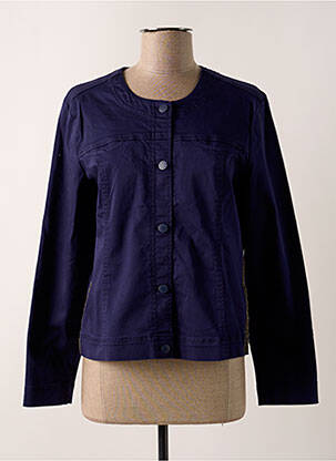 Veste casual col rond bleu SIGNATURE femme