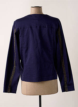 Veste casual col rond bleu SIGNATURE femme