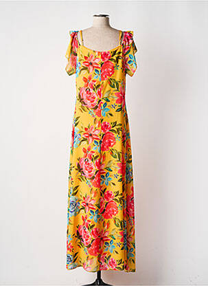 Robe longue manches courtes manches courtes jaune VICTORIA femme