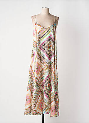 Robe longue manches longues manches longues beige VICTORIA femme