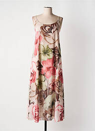 Robe longue manches bretelles ajustables fines bretelles beige VICTORIA femme