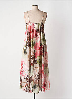 Robe longue manches bretelles ajustables fines bretelles beige VICTORIA femme