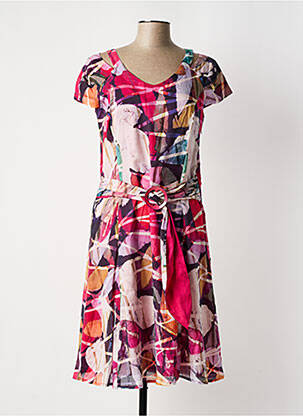 Robe mi-longue imprimé fantaisie manches courtes rouge ALLIANCE femme