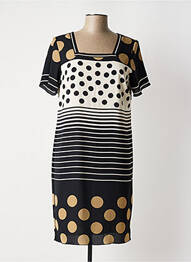 Robe mi-longue tissage crêpe manches courtes noir TELMAIL femme