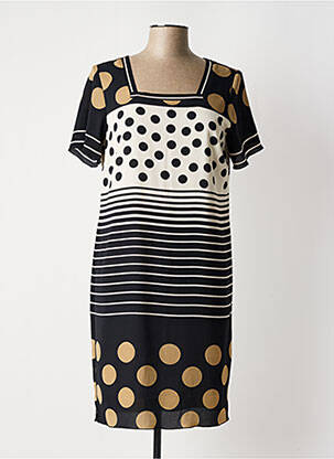 Robe mi-longue tissage crêpe manches courtes noir TELMAIL femme
