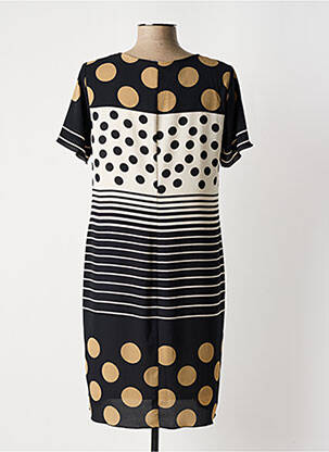 Robe mi-longue tissage crêpe manches courtes noir TELMAIL femme