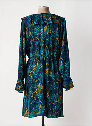 Robe mi-longue manches longues manches longues bleu KICHIC femme