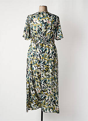 Robe longue manches courtes manches courtes vert BY ONE femme