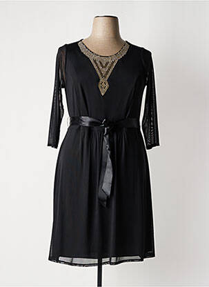 Robe mi-longue manches 3/4 manches 3/4 noir CARISAL femme