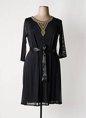 Robe mi-longue manches 3/4 manches 3/4 noir CARISAL femme