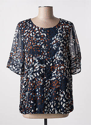 Blouse légère et transparente manches courtes bleu SIGNATURE femme