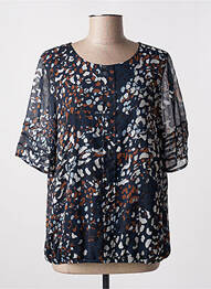 Blouse légère et transparente manches courtes bleu SIGNATURE femme