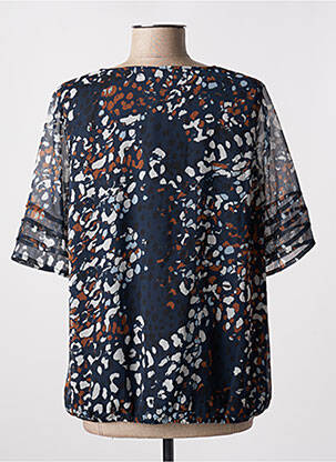 Blouse légère et transparente manches courtes bleu SIGNATURE femme