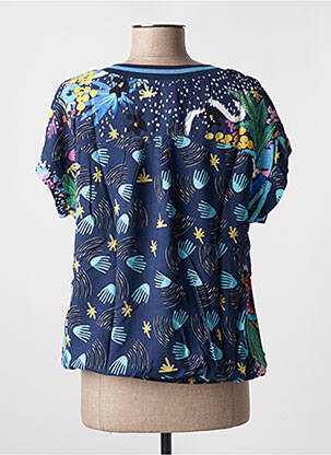 Blouse imprimé fantaisie manches courtes bleu KALISSON femme