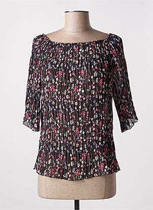 Blouse légère et transparente manches 3/4 noir VICTORIA femme