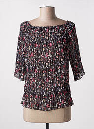 Blouse légère et transparente manches 3/4 noir VICTORIA femme