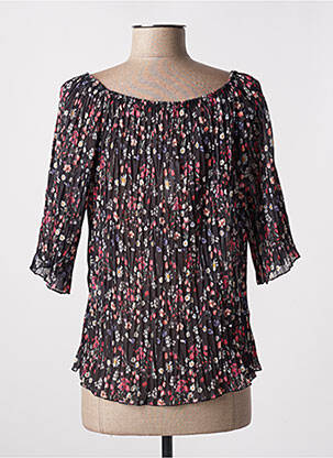 Blouse légère et transparente manches 3/4 noir VICTORIA femme