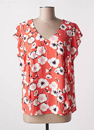 Blouse imprimé fleurs manches courtes rouge SIGNE NATURE femme