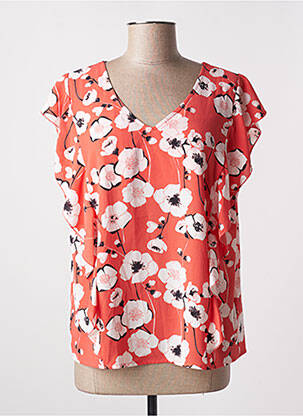 Blouse imprimé fleurs manches courtes rouge SIGNE NATURE femme