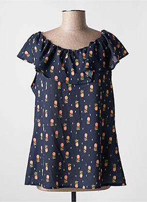 Blouse manches courtes manches courtes bleu SIGNE NATURE femme