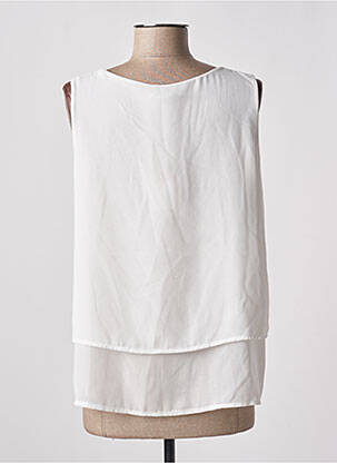 Top tissage crêpe sans manche blanc VICTORIA femme