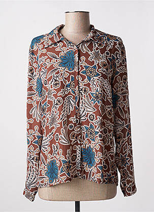 Chemisier imprimé fleurs manches longues marron VICTORIA femme
