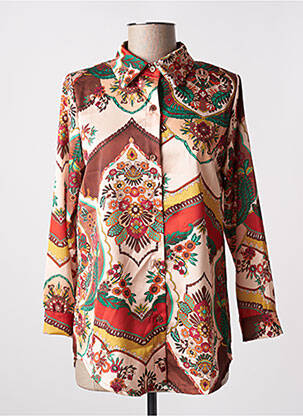 Chemisier imprimé fleurs manches longues marron MADISON femme