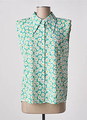 Chemisier imprimé fleurs sans manche vert VICTORIA femme