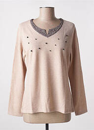 Pull tissage chiné manches longues beige BAGORAZ femme