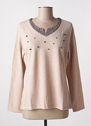 Pull tissage chiné manches longues beige BAGORAZ femme