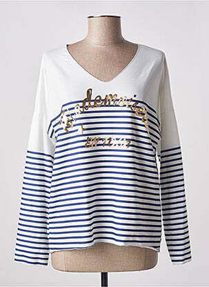 Top tissage jersey manches longues blanc VICTORIA femme