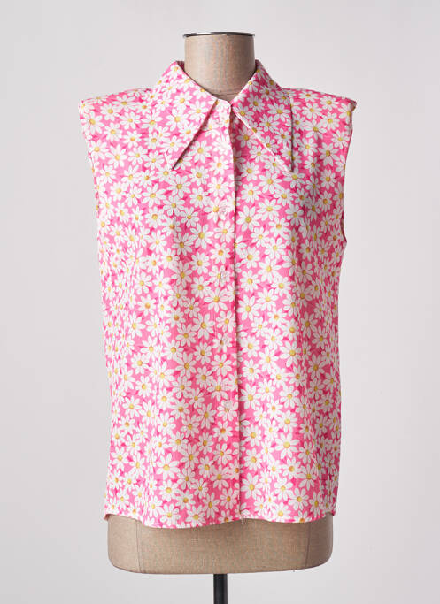 Chemisier imprimé fleurs sans manche rose VICTORIA femme